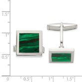Sterling Silver Malachite Cuff Links with Polished Finish for Men